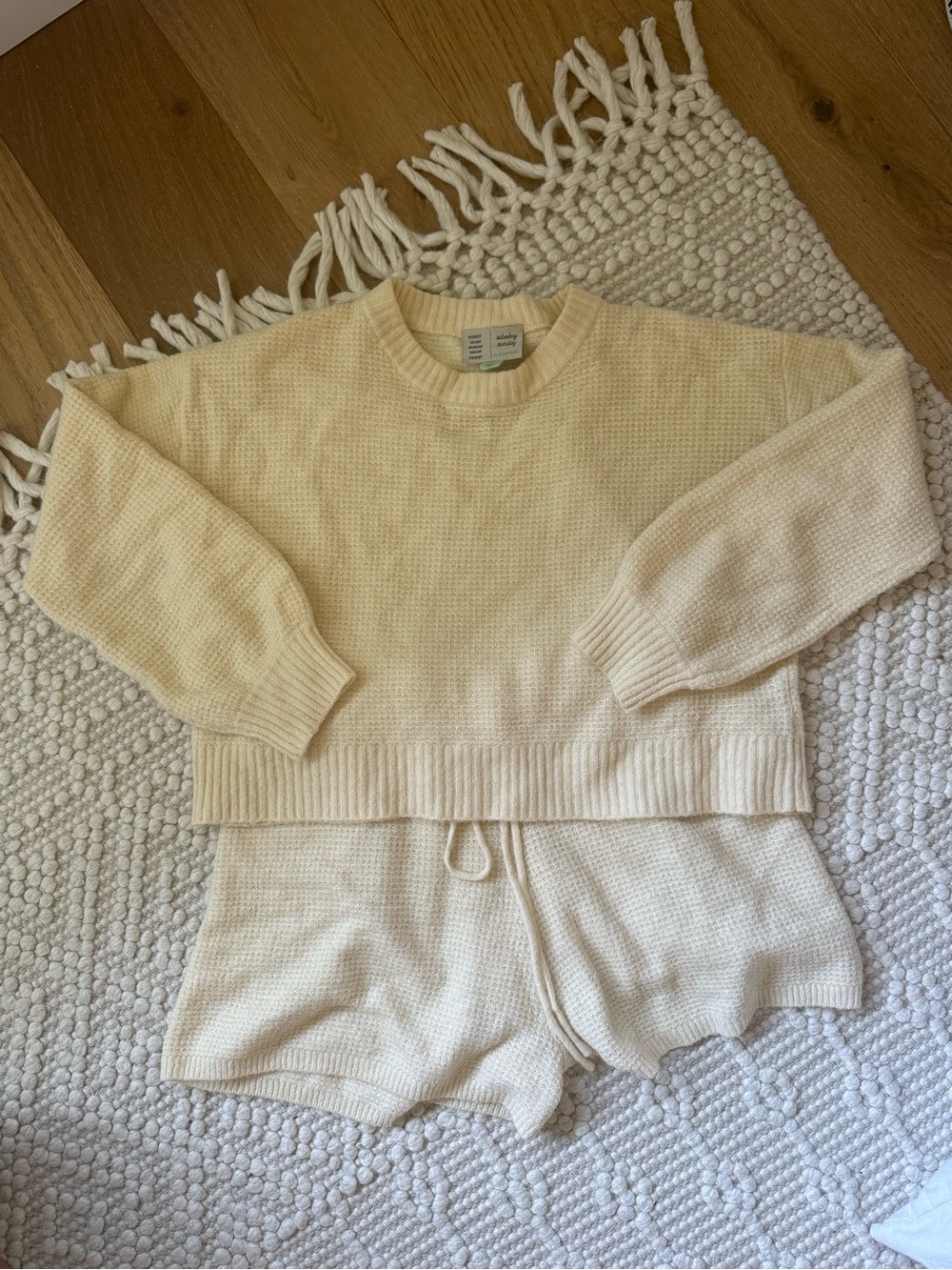 Cozy Knit Two-Piece Lounge Set - Cream